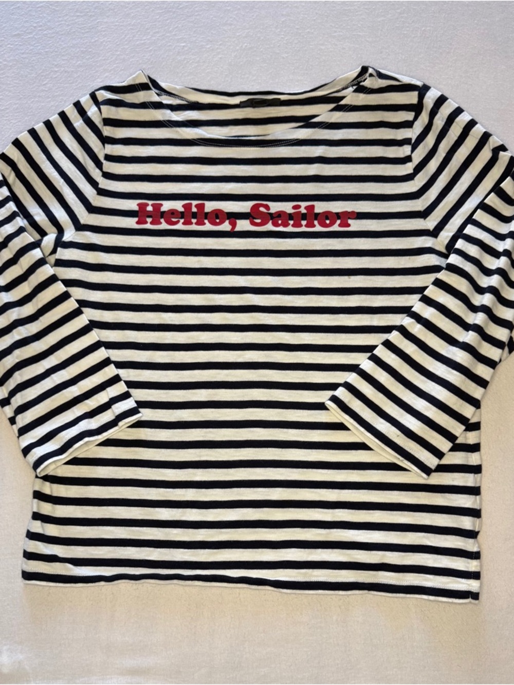 J. Crew Limited-edition "Hello, Sailor" Stripes Tee Large Red White Blue